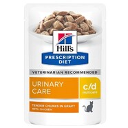 Hills Prescription Feline C/D Chicken 12 x 85gm Multicare pouches Urinary diet for cats 