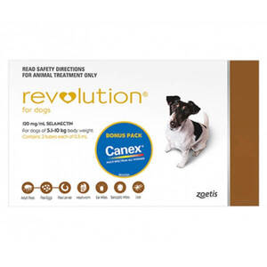 Revolution Brown 6pk - Dogs 5 - 10kg -Plus FREE Canex tablets 