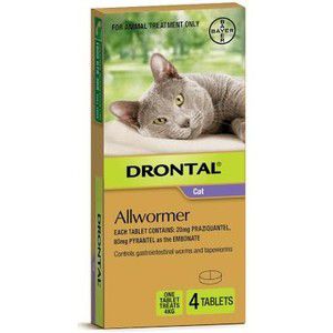 Drontal Cat 4kg Ellipsoid Worming Tablets x 4