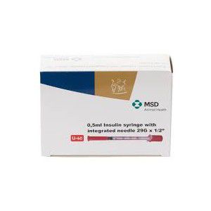 MSD Animal Health Insulin Syringe 40IU 0.5ml, (29G x 1/2inch) Box of 30