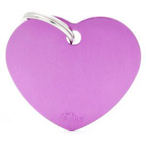 Pet ID Tag Basic Heart Purple Lge