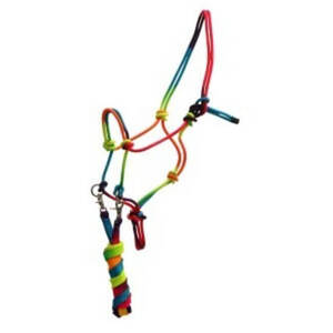 Rancher Bitless Bridle with Reins Rainbow / Halter, Lead