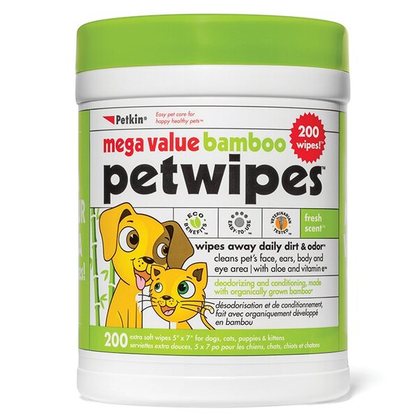 Petkin Mega Value Bamboo Pet Wipes 200pack