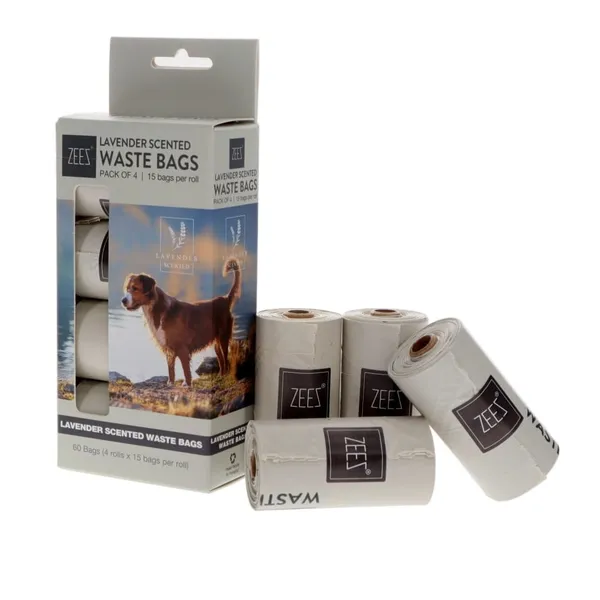 Zeez Lavender Scented Pet Waste Bags 4 Pack 60 Bags