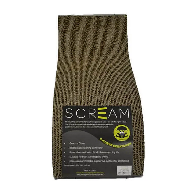 Scream S-Curve Cat Scratcher Loud Green/Black 55 x 23.5 x12Cm