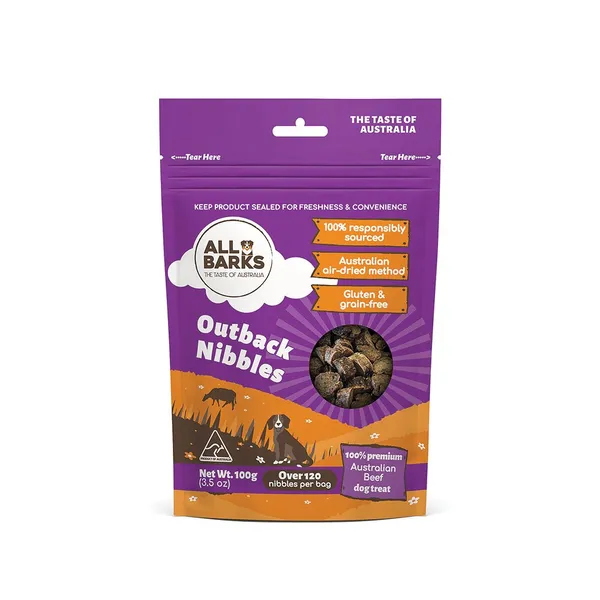 All Barks Outback Nibbles Beef Dog Treats 100g