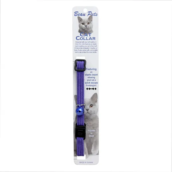 CLEARANCE | Beau Pets Plain Elastic Safety Cat Collar - Purple