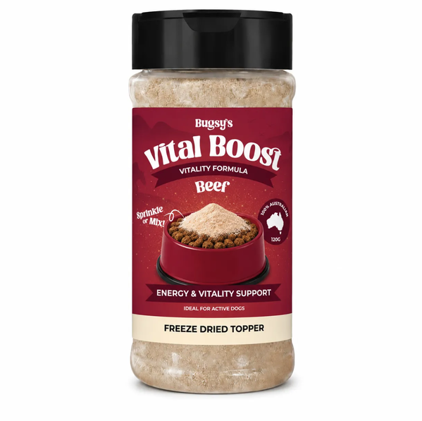 Bugsy's Vital Boost Vitality Formula Beef Meal Topper for Dogs 120g