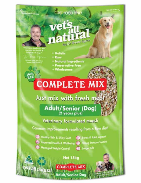 CLEARANCE | Vets all Natural Complete Mix Adult/ Senior Dog 15kg (Dr Bruce)