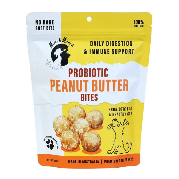 Mimi and Munch Probiotic PB Bites Dog Treats 150g
