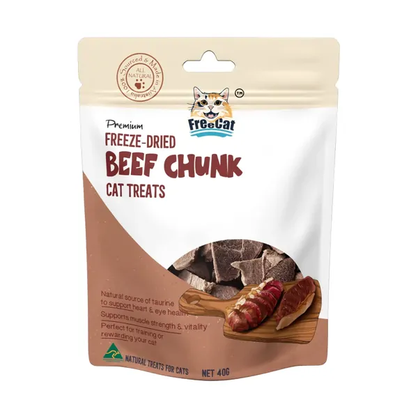 FreeCat Freeze Dried Beef Chunk Cat Treats 40g