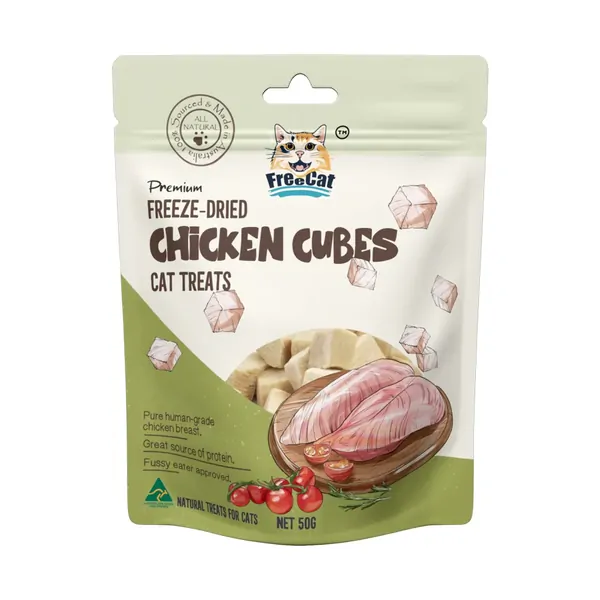 FreeCat Freeze Dried Chicken Cubes Cat Treats 50g