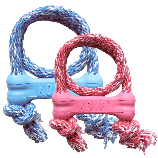 Kong Puppy Goodie Bone with Rope Dog Toy XSmall