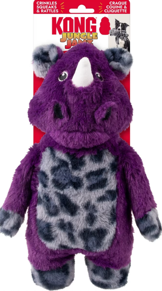 Kong Jungle Jamz Rhino Squeaky Plush Dog Toy