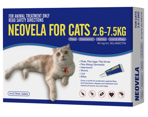 Neovela Flea & Worming For Cats 2.6 - 7.5kg - Blue