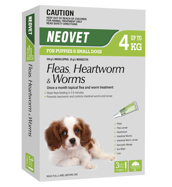 Neovet Flea and Worming for Puppies & Small Dogs Up to 4kg – Green