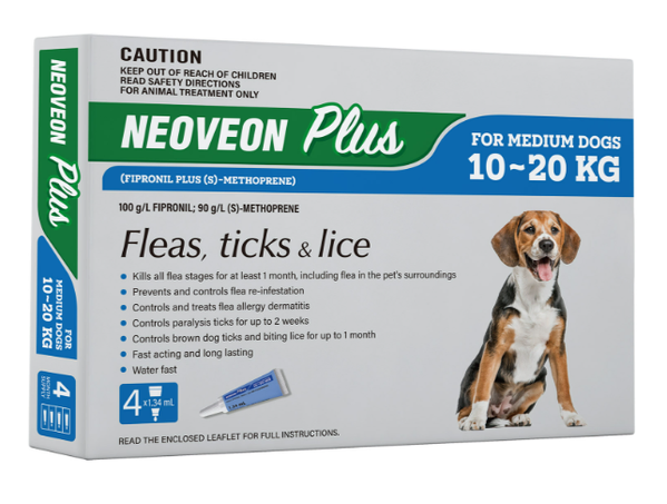 Neoveon Plus Flea & Lice Treatment for Medium Dogs 10 - 20kg – Blue
