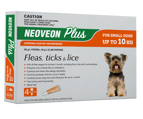 Neoveon Plus Flea & Lice Treatment for Small Dogs Up to 10kg – Orange