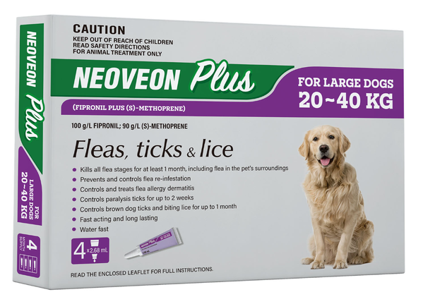 Neoveon Plus Flea & Lice Treatment for Large Dogs 20 - 40kg – Purple
