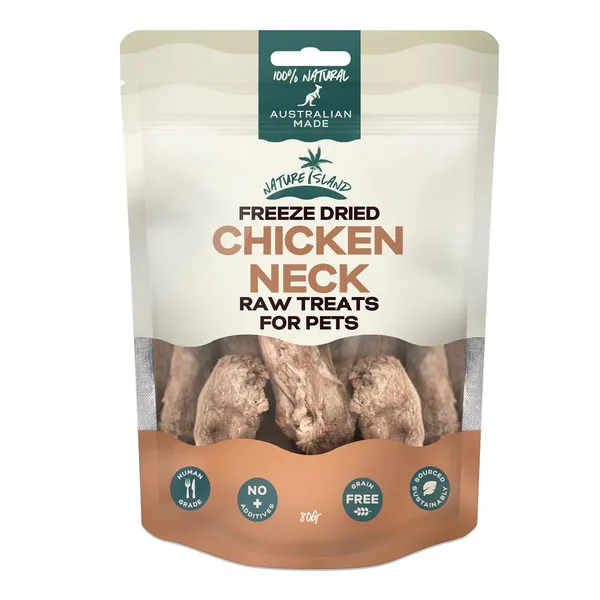 Nature Island Freeze Dried Chicken Neck Raw Treats for Pets 80g