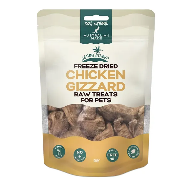 Nature Island Freeze Dried Chicken Gizzard Raw Treats for Pets 50g