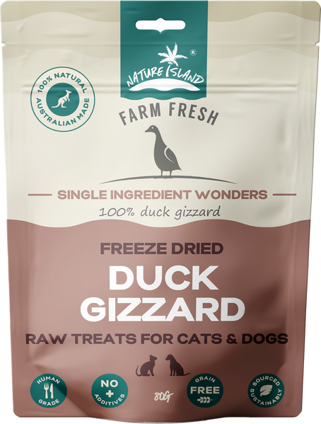 Nature Island Freeze Dried Duck Gizzard Raw Treats for Pets 80g