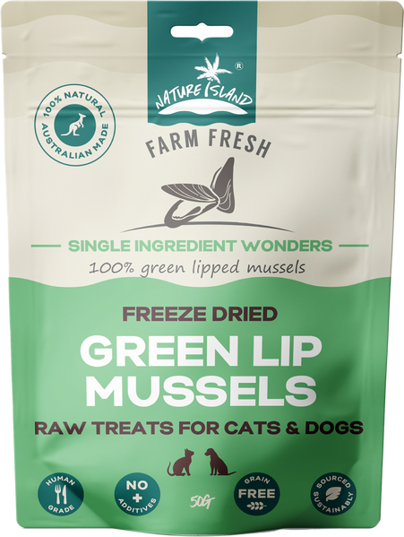 Nature Island Freeze Dried Green Lipped Mussel Raw Treats for Pets 50g