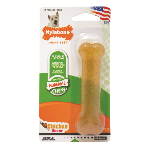 Nylabone FlexiChew Chicken Bone Chew Toy Regular