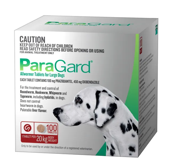 Paragard Allwormer Tablets for Dogs Under 20kg 100 Pack
