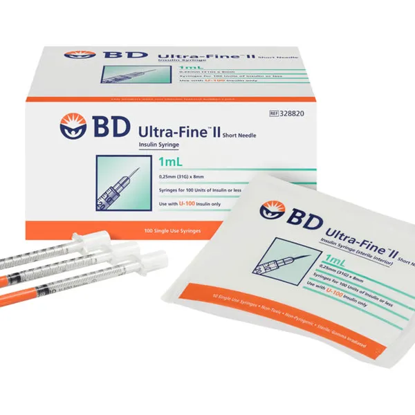 BD Insulin Syringe 1ml Ultra-Fine II 31G x 8mm 100 Pack 328820