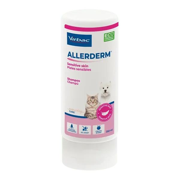 Virbac Allerderm Shampoo for Sensitive Skin Dogs and Cats 250ml