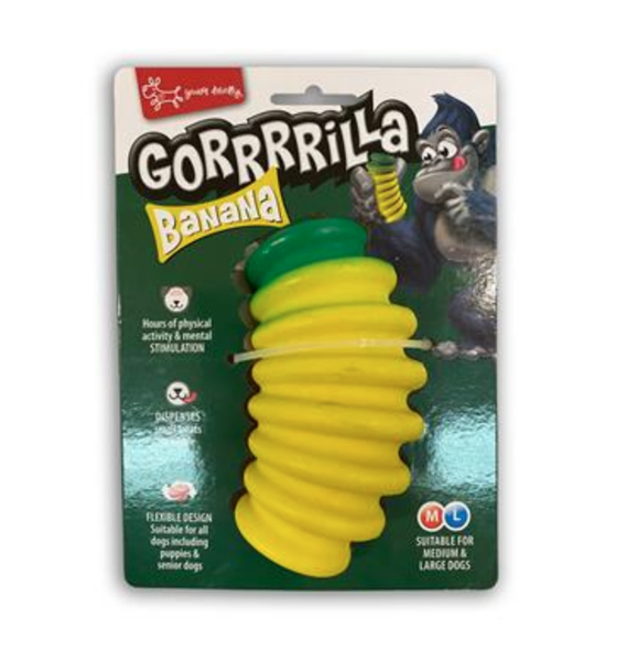 CLEARANCE | Gorrrrilla Banana Treat Dispensing Dog Toy Medium Large