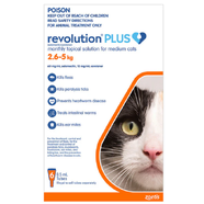 **SPECIAL* Bonus 2 FREE doses - Revolution Plus for Cats 2.6-5kg Orange - 6 pack + 2 Free single doses   