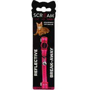 Scream Reflective Adj. Nylon Cat Collar Loud Pink 1X19-31Cm