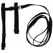 Prestige Adjustable Cat/Puppy 3/8" Harness W/Leash Black