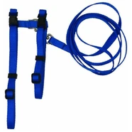 Prestige Adjustable Cat/Puppy 3/8" Harness W/Leash Blue