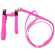 Prestige Adjustable Cat/Puppy 3/8" Harness W/Leash Hot Pink