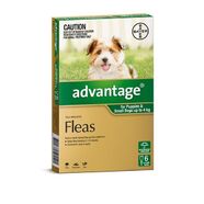 Advantage Green 6pk Dogs up to 4kg *Short Dated 06/21*