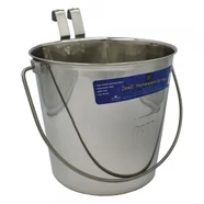 Zeez Ss Flat Sided Bucket Pail 5.5Litres - Two Hooks