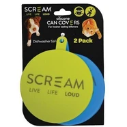 Scream Silicone Pet Food Can Cover 2Pk Loud Green & Blue