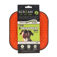 Scream Lick Enrichment Mat Square for Crate/ Cage - Loud Orange