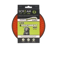 Scream Lick Enrichment Mat For Crate/Cage - Round Loud Orange 15X3.9Cm