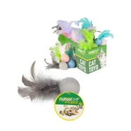 Multipet Felt Ball W/Feather Cat Toy Asstd. Colours 
