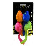 Scream Multi-Coloured Mice Toys 4pk