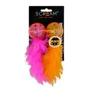 Scream LATTICE BALL w/FEATHER Loud Orange & Pink 2pk - 16.5cm