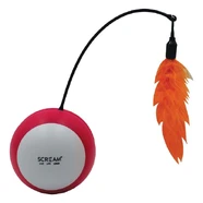 Scream Roll-O Tumbling Ball Cat Toy Loud Pink & Orange 21Cm