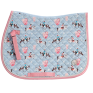 Bambino Pony Print Saddle Pad - Pale Blue & Pink