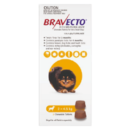 Bravecto Chews for Very Small Dogs 2-4.5kg x 2 Chews (6 months prevention) 