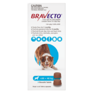 Bravecto for Large Dogs 20 - 40kg x 2 Chews (6 months prevention)