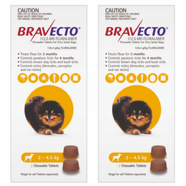 Bravecto for Very Small Dogs 2-4.5kg x 4 Chews (12 months prevention)